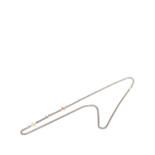 Silver Louis Vuitton Brass Monogram Row Necklace in Silver from Designer Revival