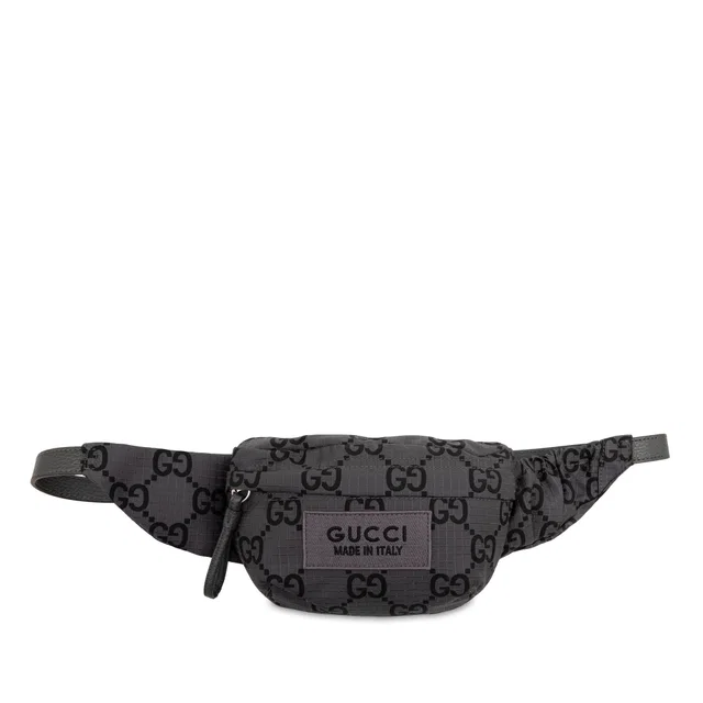 Grey Gucci GG Nylon Ripstop Belt Bag in Grey Nylon from Designer Revival