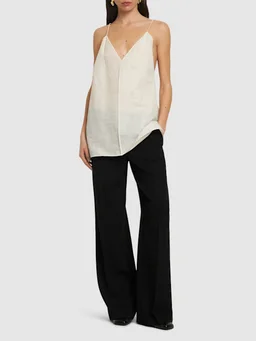 Khaite V-Neck Top in 53% Silk, 47% Cotton, photo 2 of 5 from LUISAVIAROMA