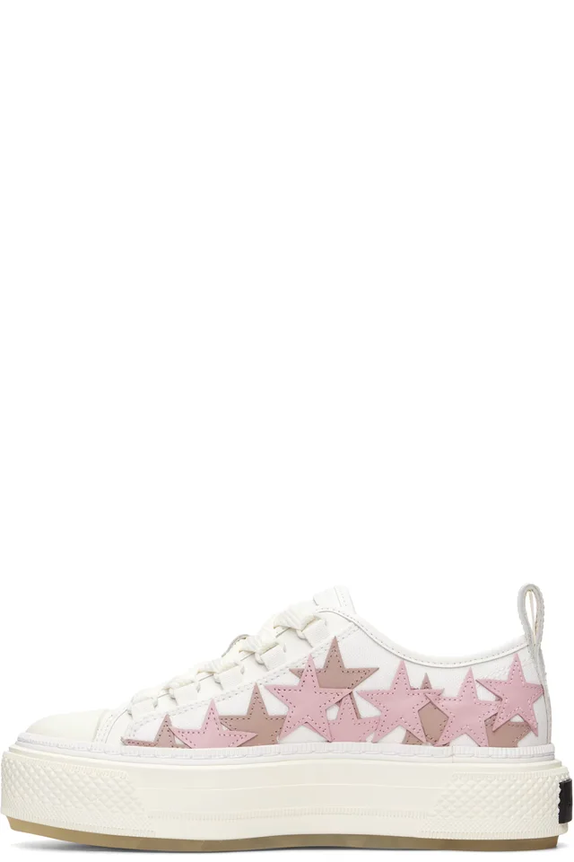 AMIRI White & Pink Stars Court Low Sneakers, photo 4 of 10 from SSENSE