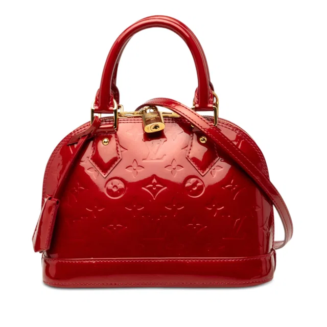 Red Louis Vuitton Monogram Vernis Alma BB Satchel in Red Leather from Designer Revival