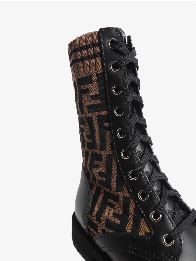 Fendi Black and brown Zucca printed boots - size EU 36.5 (UK 3.5) in Black Leather from Sign of the Times, photo 4 of 8