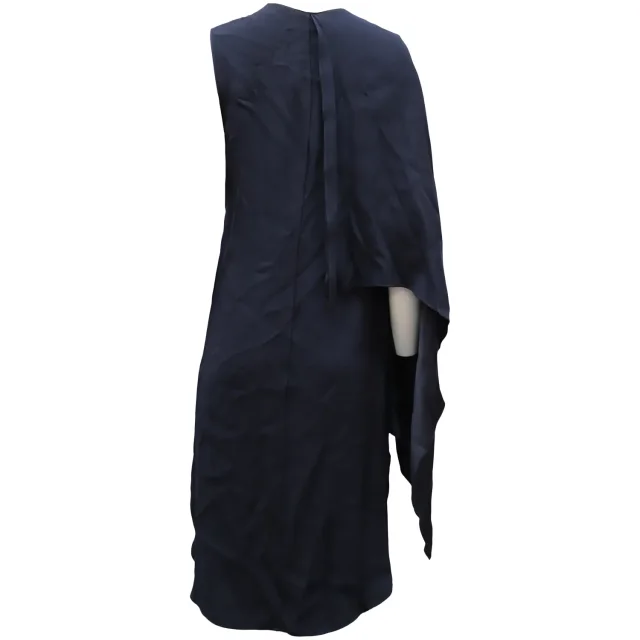Adam Lippes Cape Dress in Navy Blue Viscose in Blue, photo 2 of 6 from ShopSimon