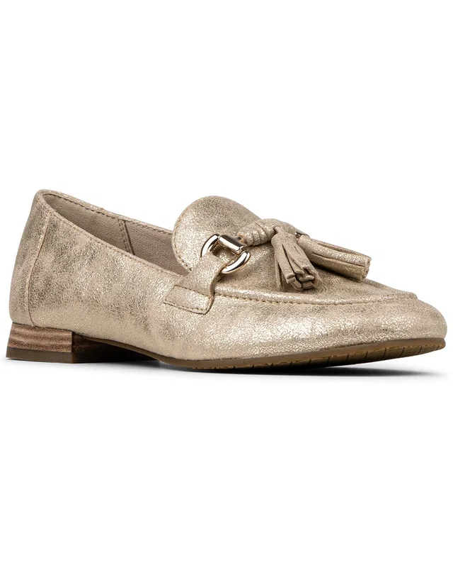 Donald Pliner Fabia Suede Loafer in https://asset2.ruecdn.com/images/sw/131121/1311215314_RLSW_platino.jpg, image 1 of 1 from Rue La La
