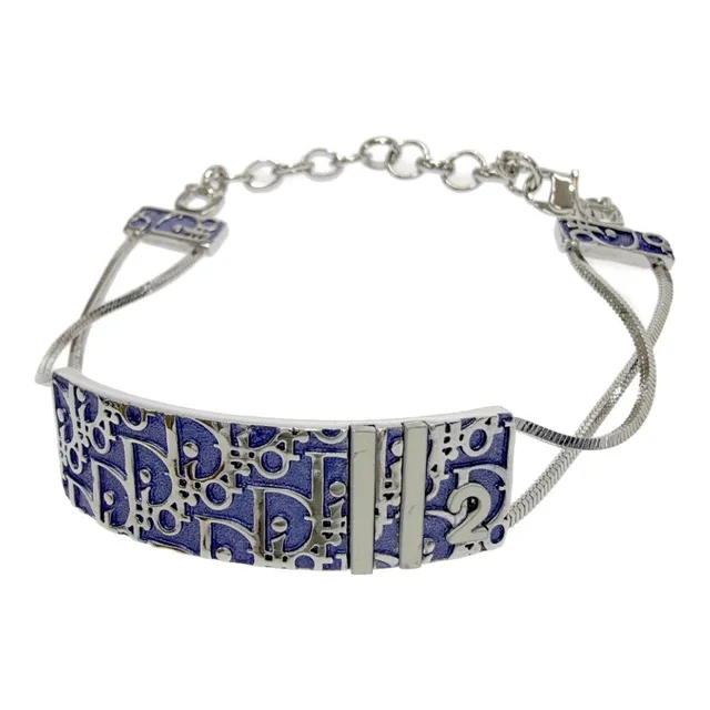 Dior Metal Trotter Plate Bracelet Silver Blue in Blue from The Reluxe