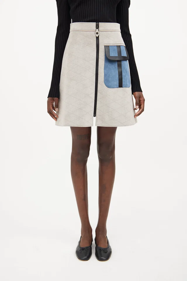 Louis Vuitton Fall 2014 Faux Suede Skirt in Suede from VSP Consignment