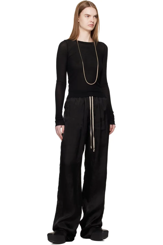 Rick Owens Black Temple Dietrich Drawstring Lounge Pants, photo 4 of 4 from SSENSE