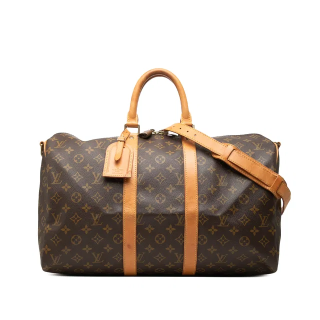 Brown Louis Vuitton Monogram Keepall Bandouliere 45 Travel Bag in Brown Coated canvas from Designer Revival