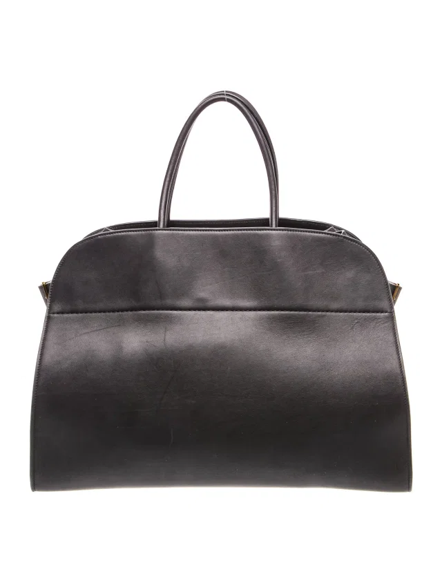 The Row Leather Soft Margaux 17 in black Leather from The RealReal