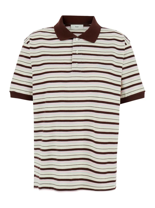 DUNST Multicolor Polo Shirt with Embroidered Logo Lettering on the Front and All-Over Stripes in Cotton for Women in Multicolor 100% Cotton, photo 2 of 6 from Gaudenzi Boutique