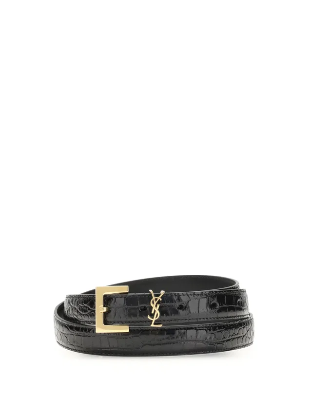 Saint Laurent Cassandre Belt — Black in Black Calfskin from HEWI