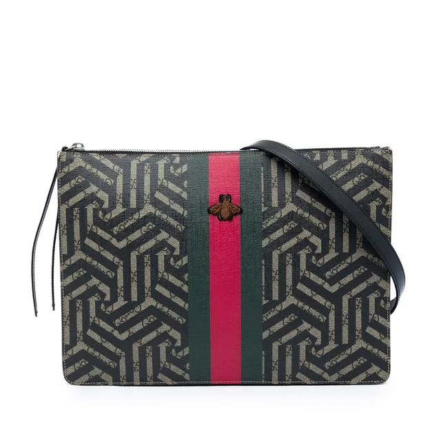 Beige Gucci GG Supreme Caleido Web Messenger Bag in Beige Coated canvas from Designer Revival