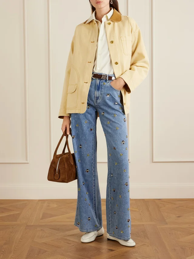 VERONICA BEARD Kasey embellished mid-rise wide-leg jeans in Blue, photo 2 of 2 from NET-A-PORTER (Canada)