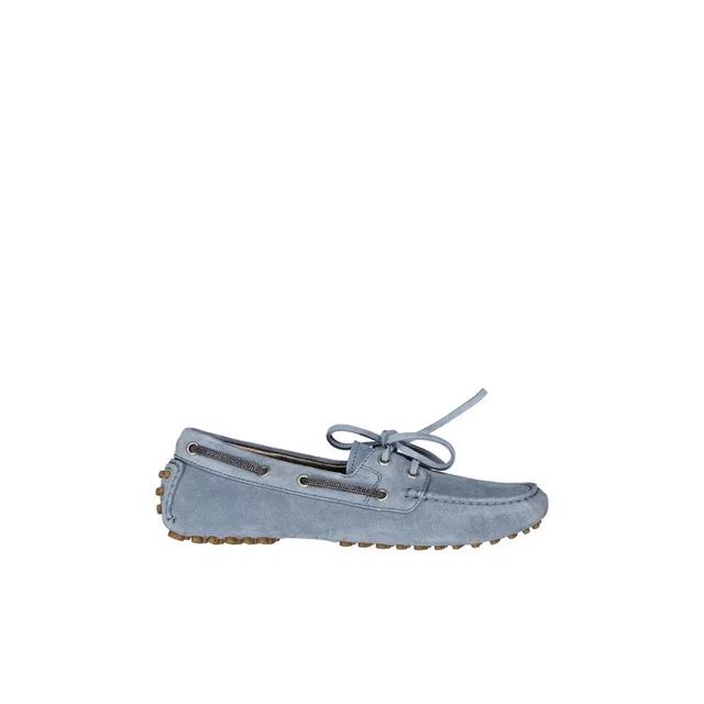 Brunello Cucinelli Blue Leather Slip-On Loafers in Blue Leather from HEWI