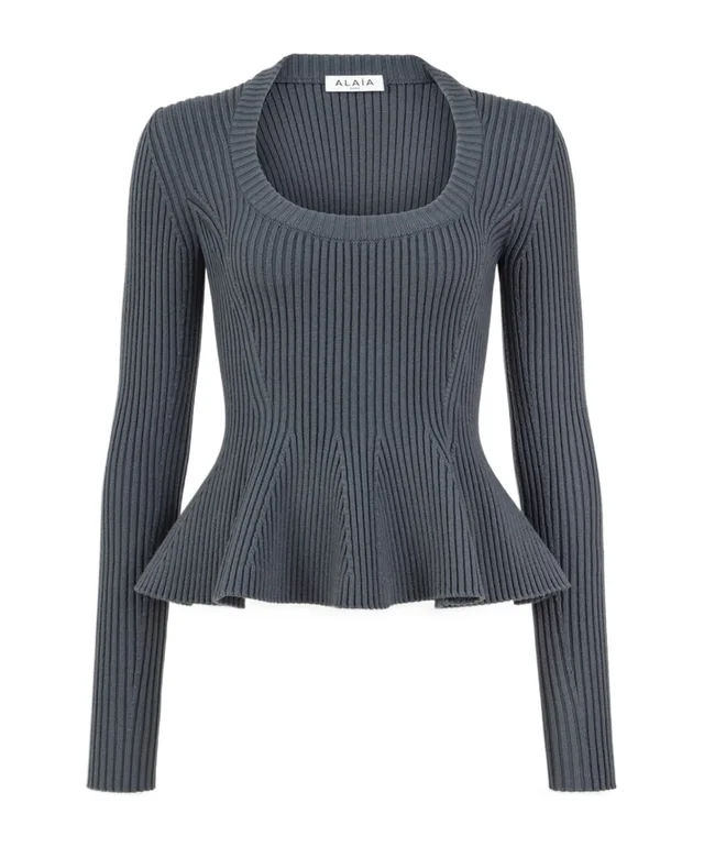 Alaia RIBBED PEPLUM TOP from SENSER, photo 1 of 1