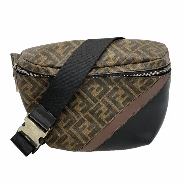 Fendi Waist Bag Zucca Leather Brown Silver in Brown Leather from The Reluxe
