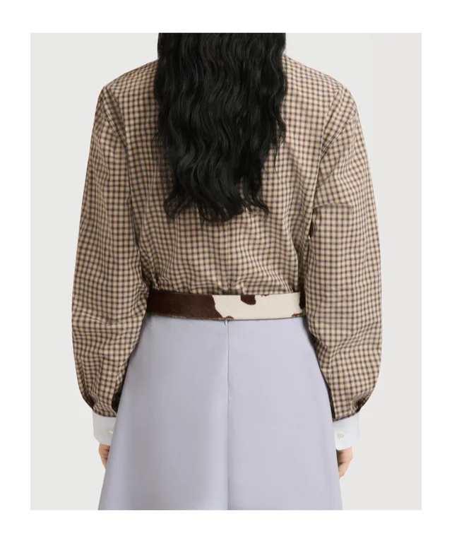 Marni Brown checked poplin top with ruched front, photo 3 of 3 from SENSER