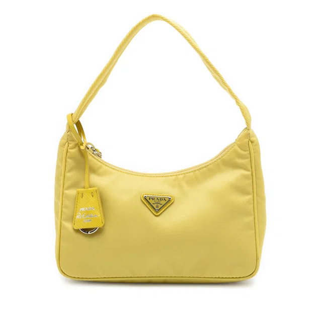 Yellow Prada Mini Tessuto Re Edition 2000 Shoulder Bag in Yellow Nylon from Designer Revival