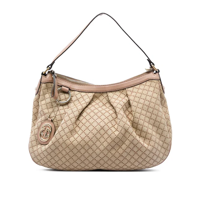 Beige Gucci Diamante Canvas Sukey Shoulder Bag in Beige Canvas from Designer Revival