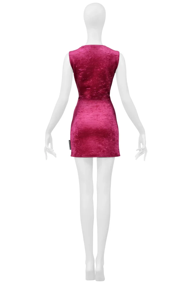 Balenciaga Pink Neoprene Velvet Mini Dress 2018 in Pink Velvet from Resurrection Vintage, photo 8 of 8