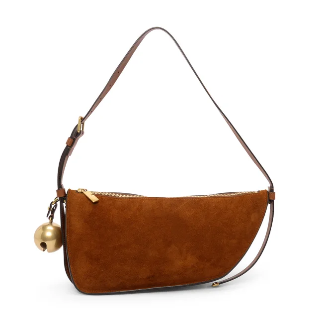 Burberry Shield Sling Bag in Tobacco Suede from Blue Spinach