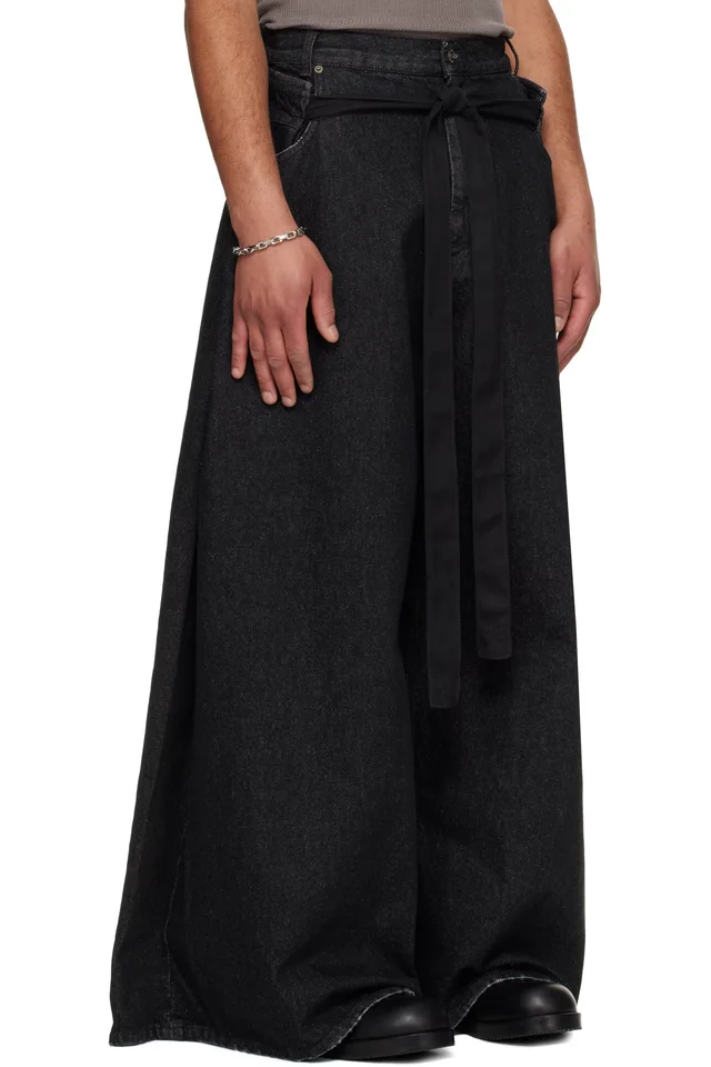 LU'U DAN Black Tie Maxi Jeans, photo 2 of 4 from SSENSE