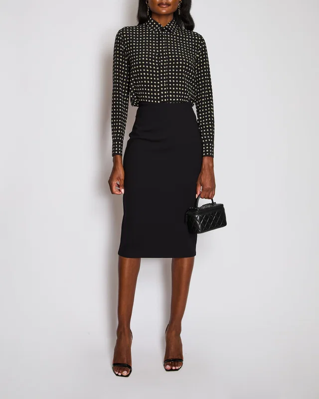 The Row Black Neoprene Pencil Midi Skirt Size S (UK 8) in Black Nylon from Sellier