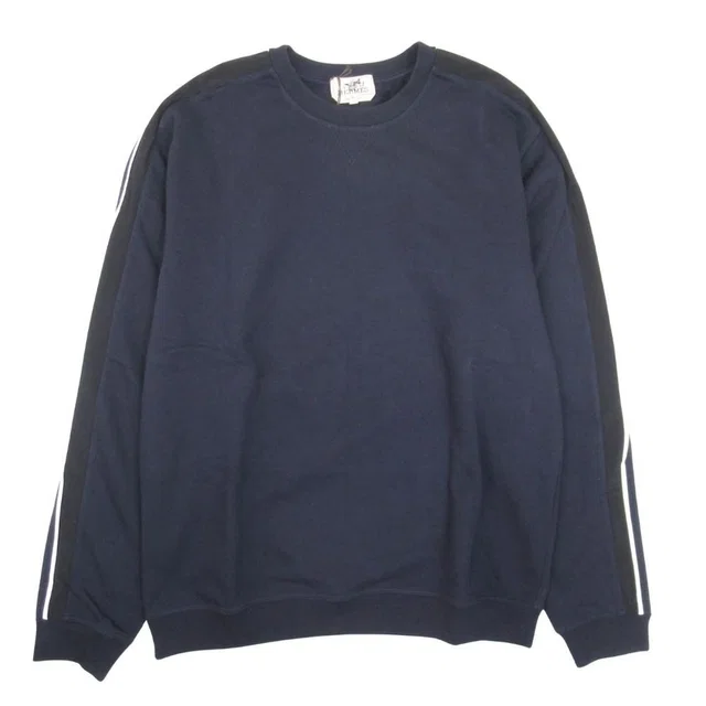 Hermès Run Hline Sweatshirt Shirt Brushed Lining Top Side Line XL Navy in Navy from The Reluxe
