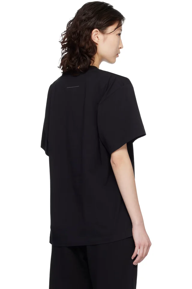 MM6 Maison Margiela Black Library Stamp T-shirt, photo 3 of 4 from SSENSE
