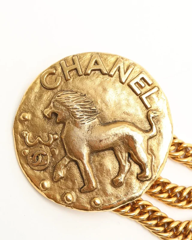 Chanel Vintage Lion Medallion Triple Chain Belt 75 from A Retro Tale, photo 2 of 5