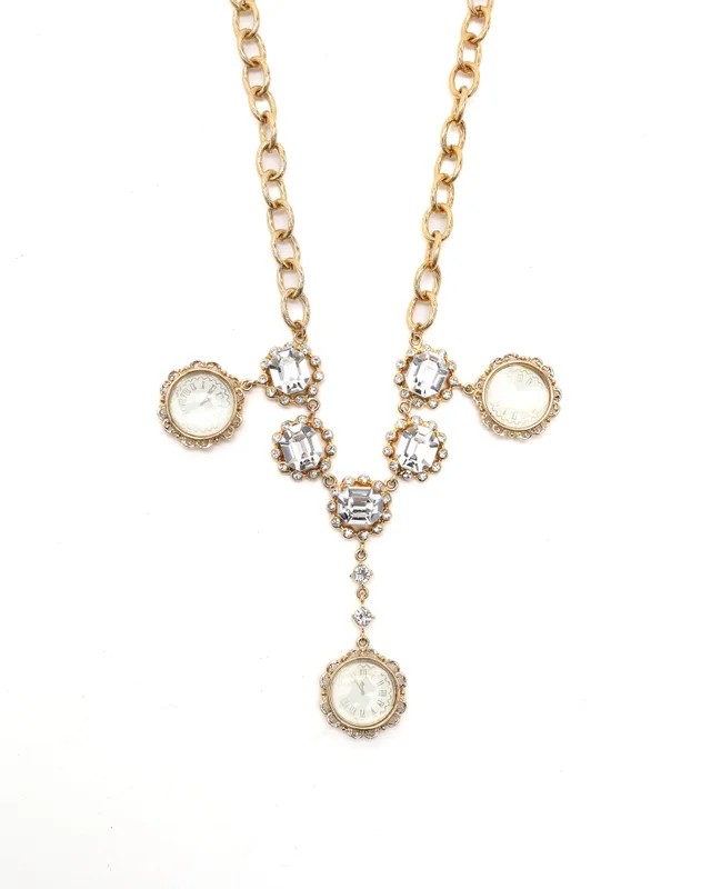 Dolce & Gabbana Dangling Watchs and Rhinestone Necklace from A Retro Tale