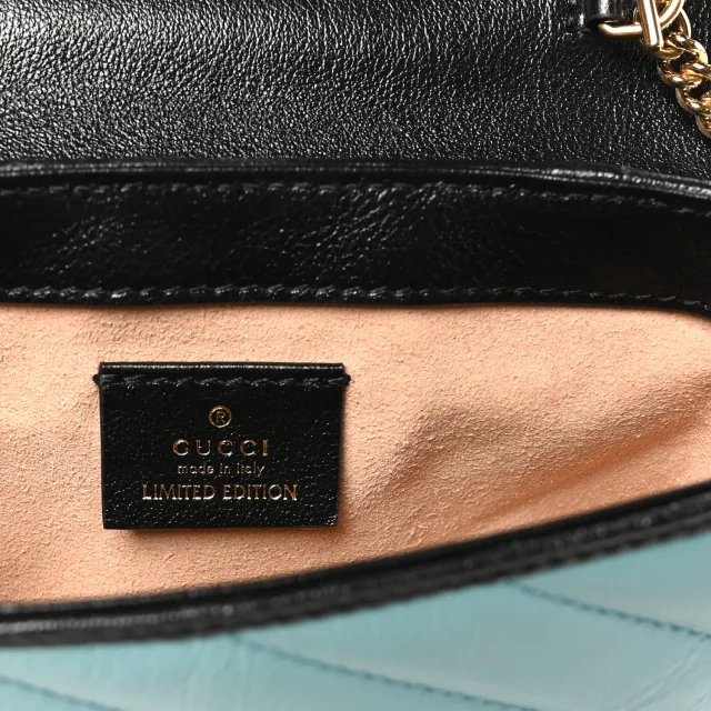 Gucci Azalea Calfskin Enamel Matelasse Diagonal Super Mini Torchon GG Marmont Shoulder Bag Butter… in Black Calfskin from FASHIONPHILE, photo 6 of 11
