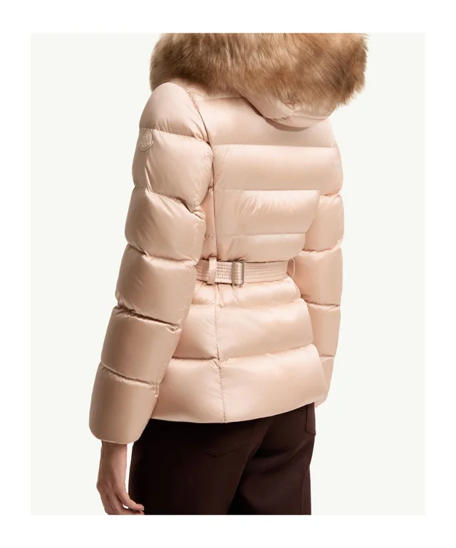 Moncler Cupidone Belted Fur-Trim Down Jacket, photo 4 of 7 from SENSER