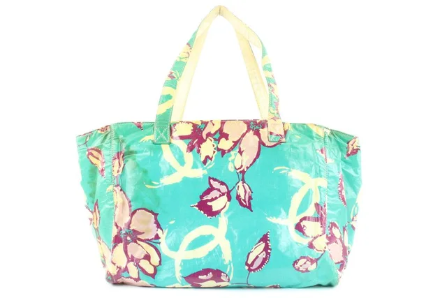 Chanel Blue Floral Shopper Tote Bag in Blue Canvas from Bagriculture