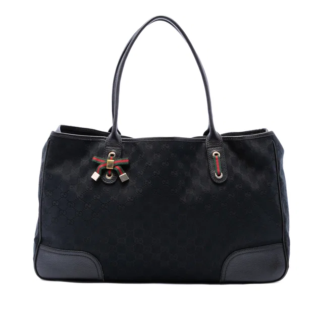 Black Gucci GG Canvas Princy Tote in Black Canvas from Designer Revival