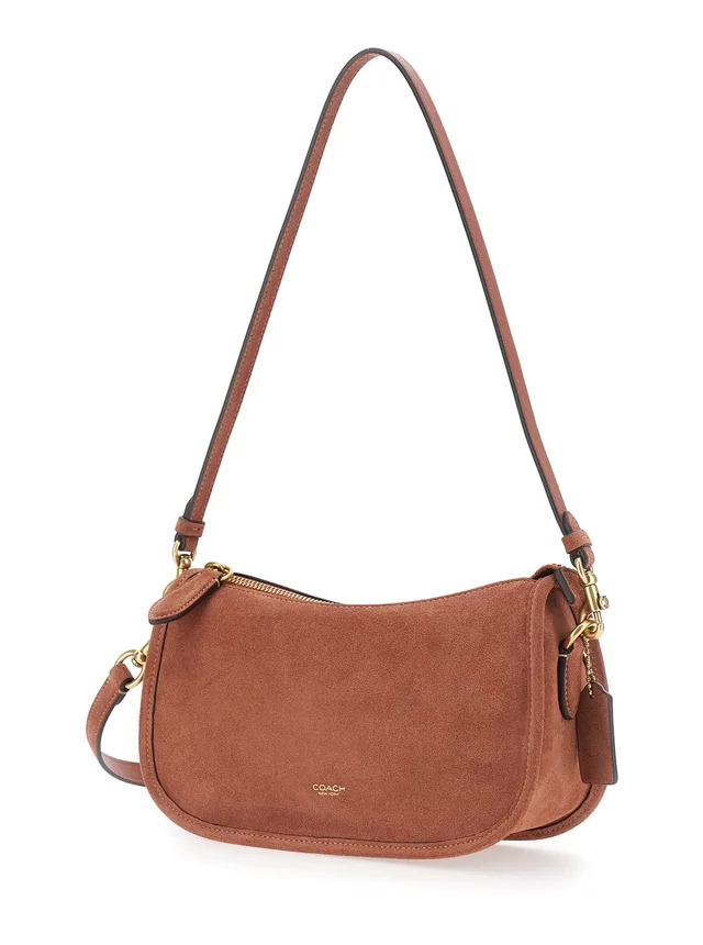 COACH 'Waverly' Brown Crossbody bag with embossed logo on the front in Suede for Women in Brown 100% Suede, photo 4 of 10 from Gaudenzi Boutique