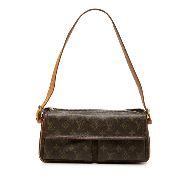 Brown Louis Vuitton Monogram Viva Cite MM Shoulder Bag in Brown Coated canvas from Designer Revival