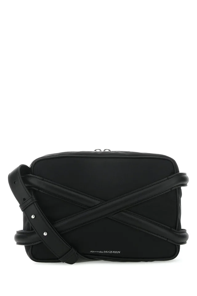 Alexander McQueen Leather Crossbody Bag — Black in Black Leather from HEWI