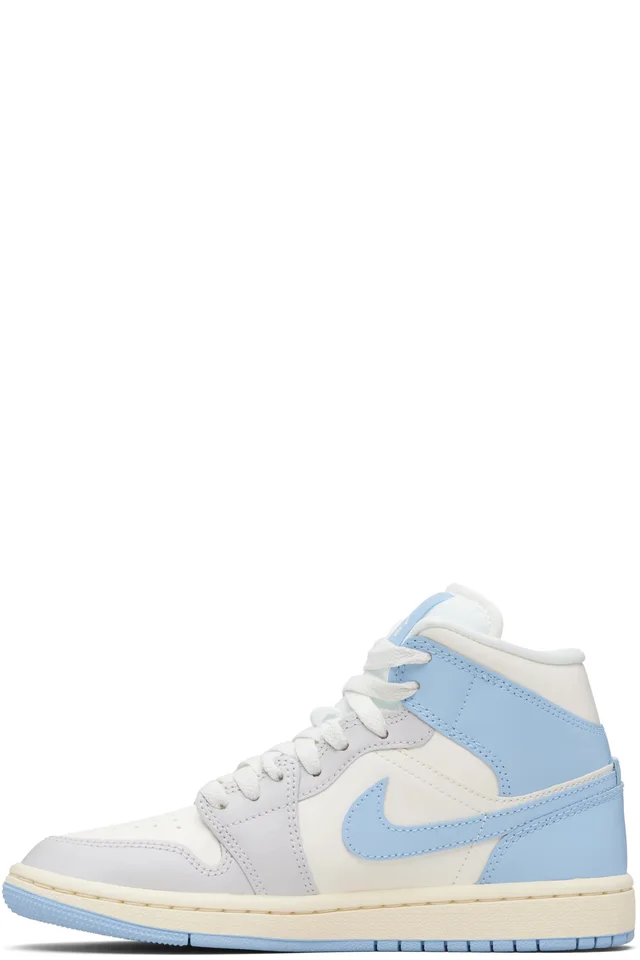 Nike Jordan White & Blue Air Jordan 1 Mid Sneakers, photo 3 of 5 from SSENSE