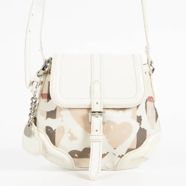 Burberry White Heart Check Crossbody Bag in White from Labellov