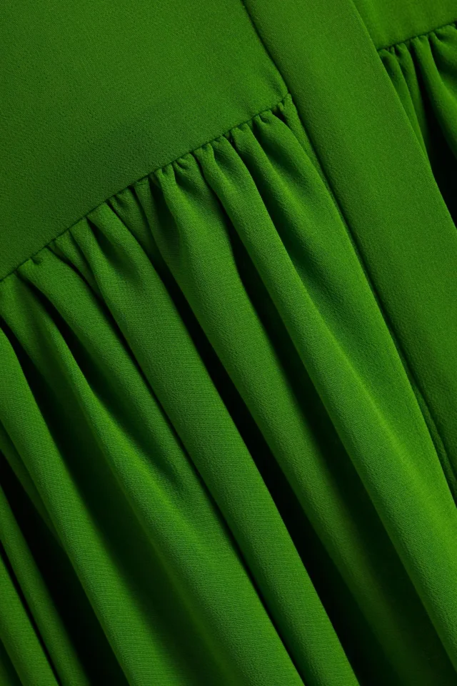Valentino Garavani Draped Chiffon Midi Shirt Dress in Leaf green, photo 4 of 4 from THE OUTNET