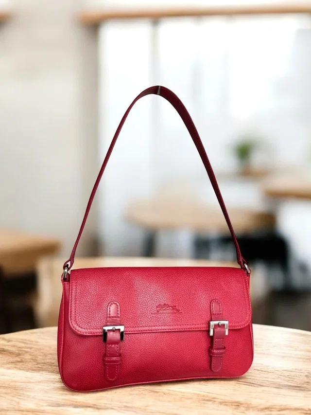 Longchamp Leather Flap Shoulder Bag Handbag in red Leather from Poshmark