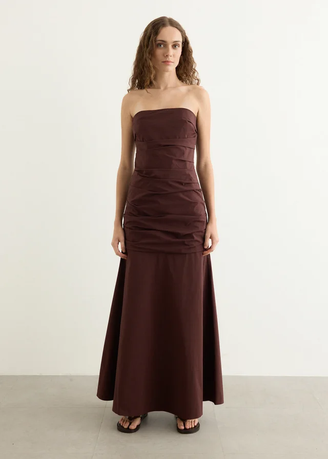 Gathered Strapless Longline Dress