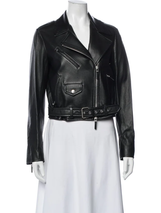The Row Leather Biker Jacket in black Leather from The RealReal