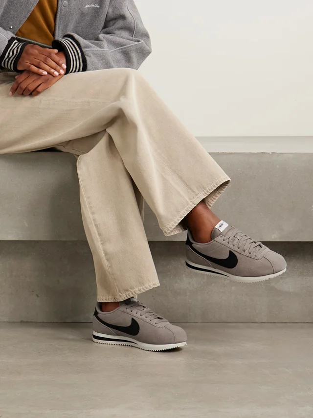 NIKE Cortez leather and shell-trimmed suede sneakers in Grey, photo 2 of 2 from NET-A-PORTER (Canada)
