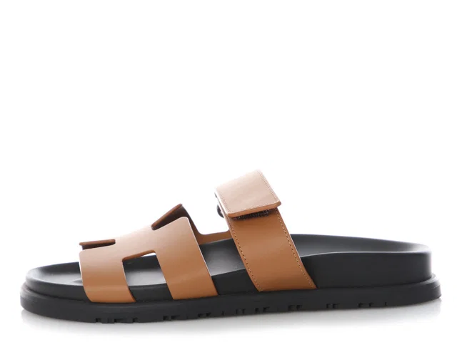 Hermès Gold Calfskin Chypre Sandals in Gold Calfskin from Ann's Fabulous Finds
