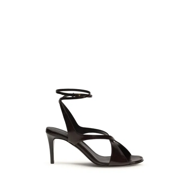 Khaite Black Calf Leather Bos Taurus Strap-On Sandals in Black Calfskin from HEWI