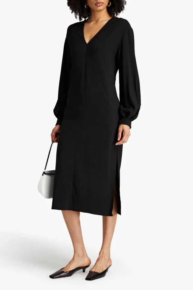 Another Tomorrow Crepe Midi Dress in Black, photo 2 of 4 from THE OUTNET