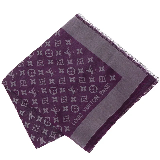 Louis Vuitton Monogram Shine Silk Purple Shawl Scarf in Purple Silk from The Reluxe