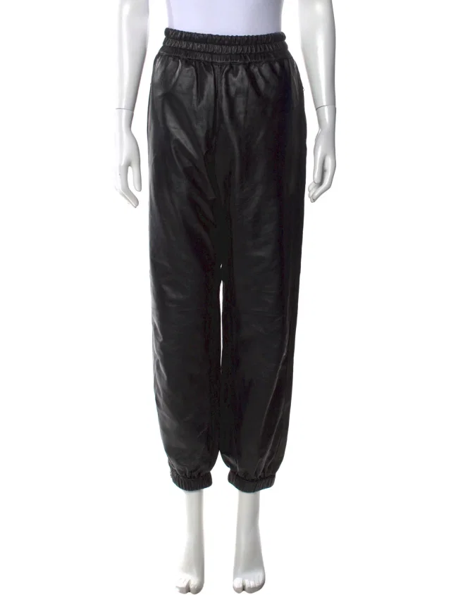 Alexander McQueen Leather Wide Leg Pants in black Leather from The RealReal